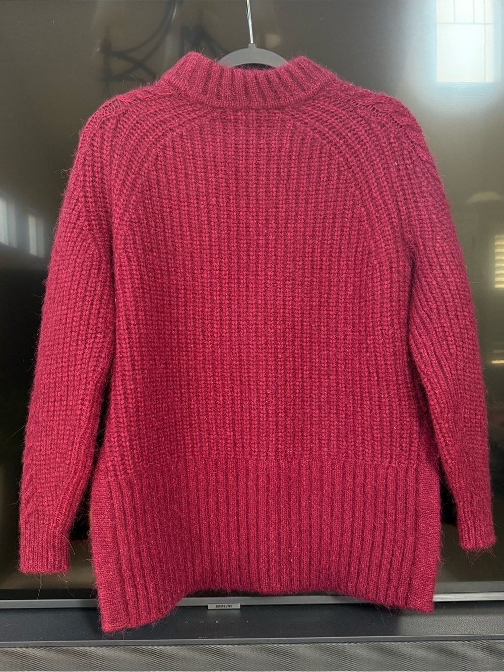 AYR The Spark Mock Neck Maroon Chunky Knit Sweater - Picture 8 of 10